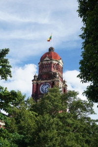 A beautiful colonial tower on Pansodan Street downtown.